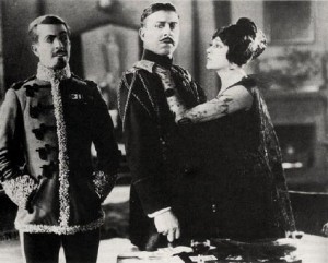 Ramon Navarro, Stuart Holmes and Barbara La Marr in "The Prisoner of Zenda."
