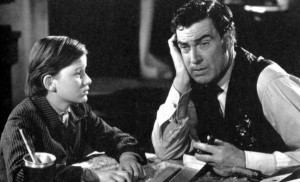 Roddy McDowall (as Huw Morgan) discusses life with Walter Pidgeon (as Mr. Gruffydd) in "How Green Was My Valley."