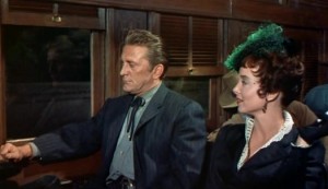 Kirk Douglas and Carolyn Jones in "The Last Train From Gun Hill."