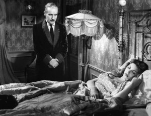 Charles Chaplin with Martha Raye in "Monsieur Verdoux."