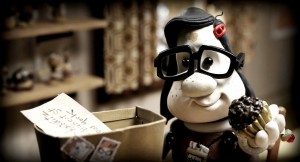 Mary makes a package for Max in "Mary and Max."