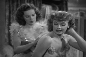 Maureen O'Hara (left) as Judy and Lucille Ball as Bubbles in "Dance, Girl, Dance.: