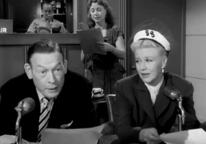 Fred Allen (left) and Ginger Rogers in "We're Not Married."