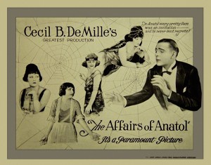 The movie poster for "The Affairs of Anatol."