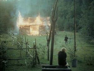 The family barn burns down in "The Mirror."